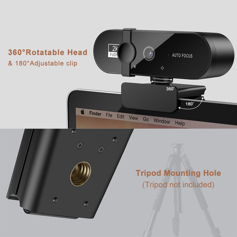 Webcam Profissional 1080P 4K USB com Microfone HD PC Notebook
