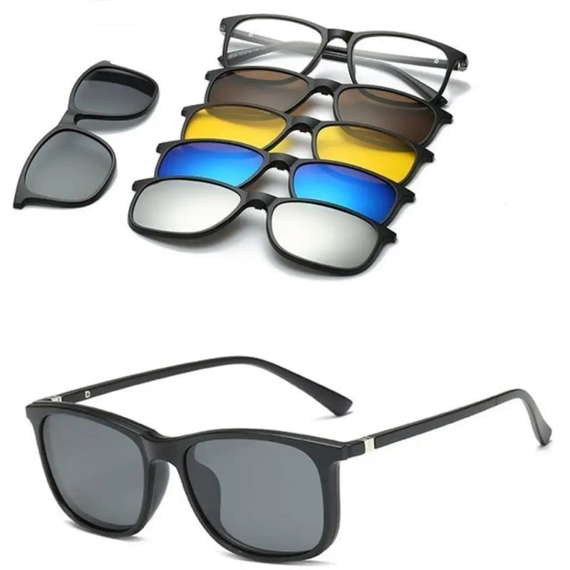 Oculos De Sol Multilens 6 Em 1 Unissex + Brinde! Lente Quadrada On