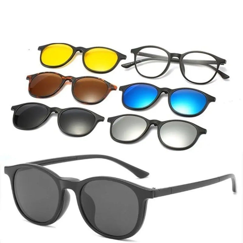 Oculos De Sol Multilens 6 Em 1 Unissex + Brinde! Lente Redonda On