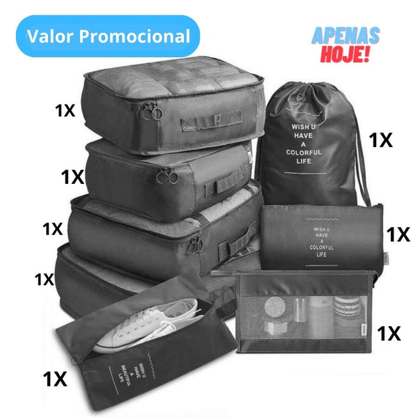 Kit de Bolsas Organizadoras Para Viagem (6 e 8 unidades)