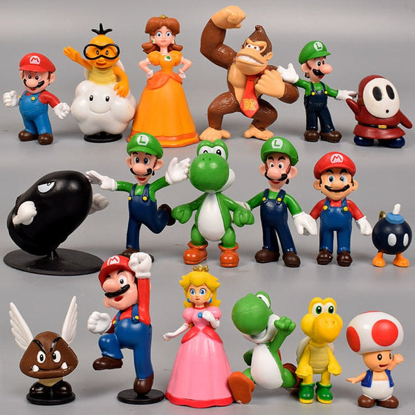 Kit Estatuetas Mario 18 Peças