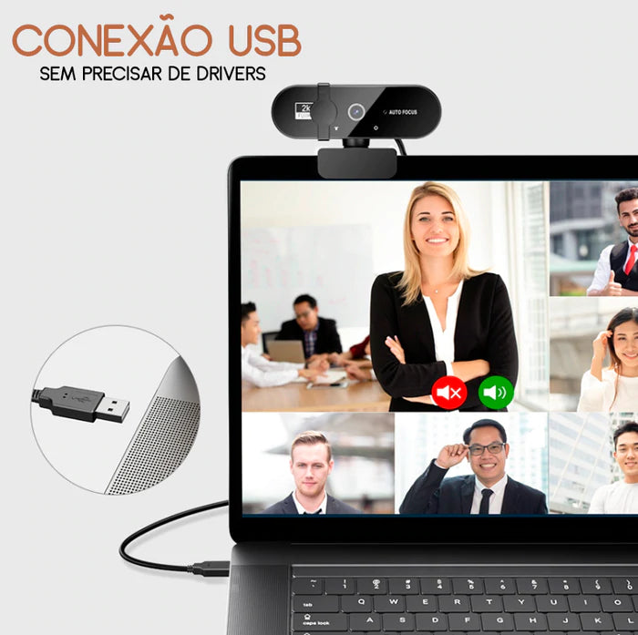 Webcam Profissional 1080P 4K USB com Microfone HD PC Notebook