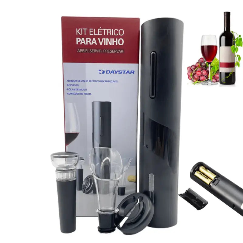 Abridor de Vinho Elétrico + 3 Brindes Grátis