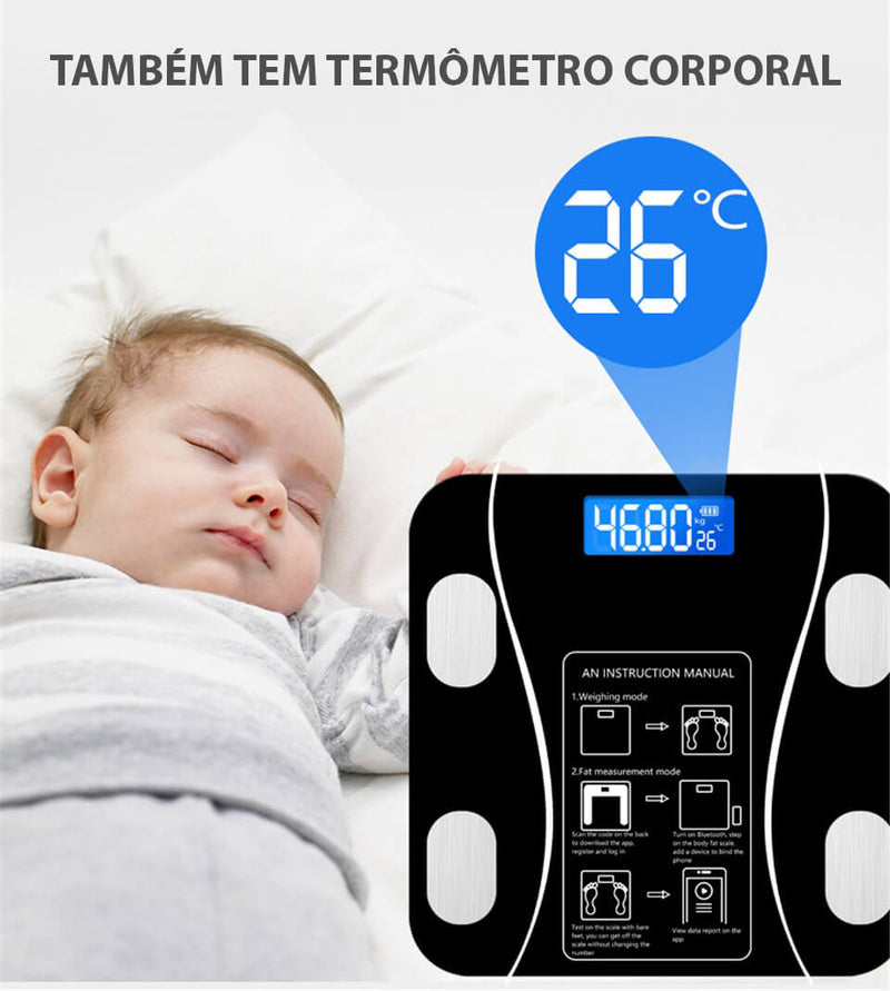 Balança Digital Bluetooth Com Dados Corporais | Linha Smart