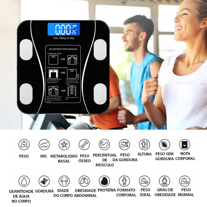 Balança Digital Bluetooth Com Dados Corporais | Linha Smart