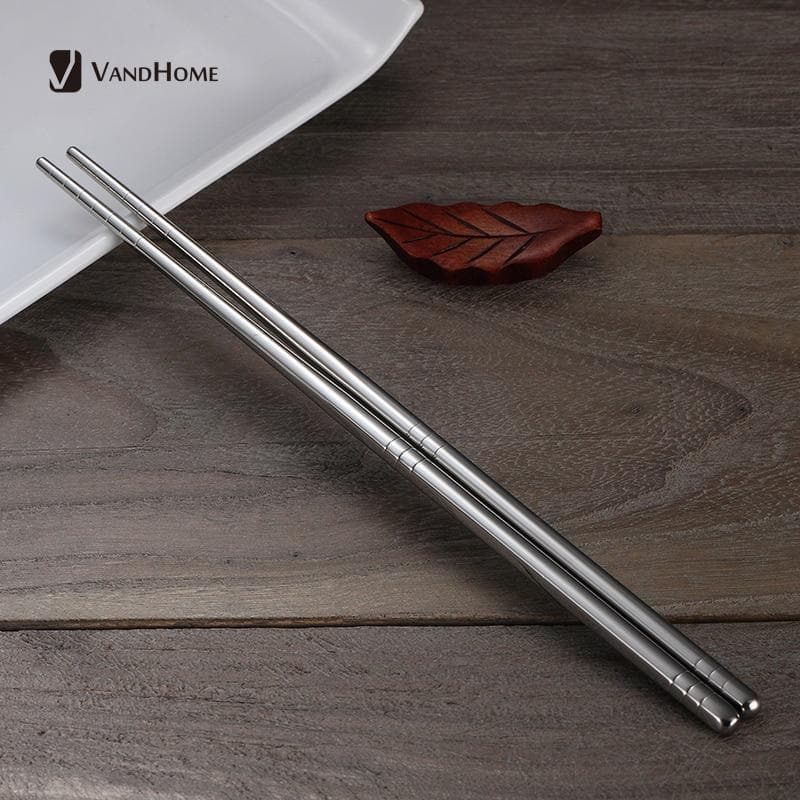 Kit 5 Pares Hashi Aço Inox Cozinha Oriental Sushi Reutilizáveis