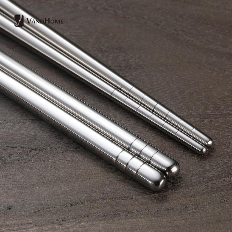 Kit 5 Pares Hashi Aço Inox Cozinha Oriental Sushi Reutilizáveis