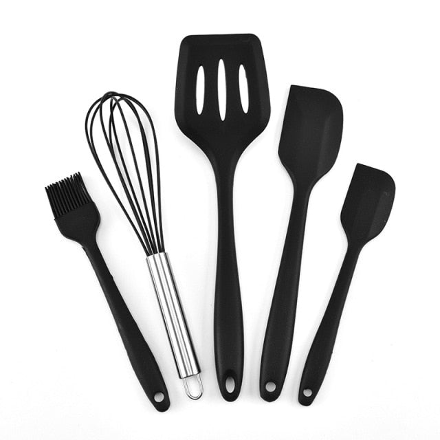 Utensílios Para Cozinha De Silicone Com Cabo Em Madeira