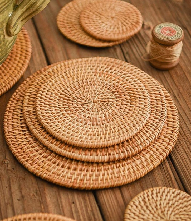 Conjunto Sousplat De Rattan - 6 peças