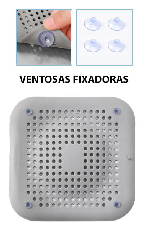 Ralo de Pia de Silicone Com Ventosas - Para Cozinha e Banheiro